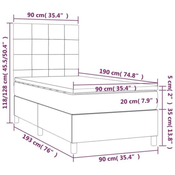 vidaXL kontinentalseng med madras 90x190 cm fløjl mørkeblå