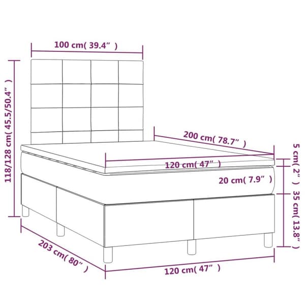 vidaXL kontinentalseng 120x200 cm fløjl lysegrå