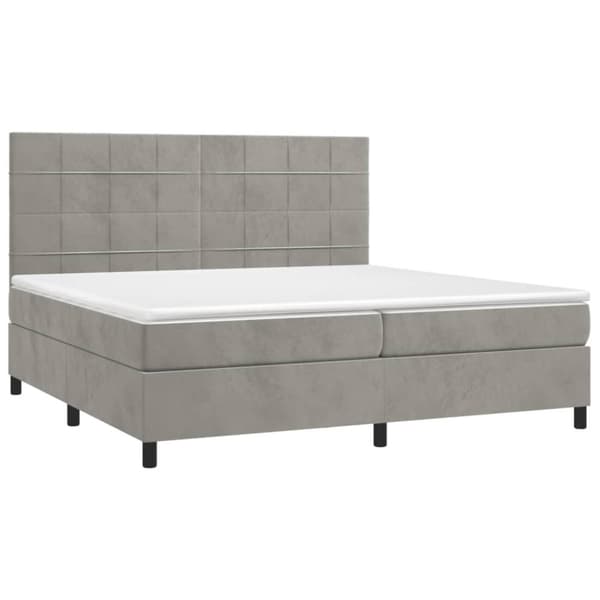 vidaXL kontinentalseng med madras 200x200 cm fløjl lysegrå