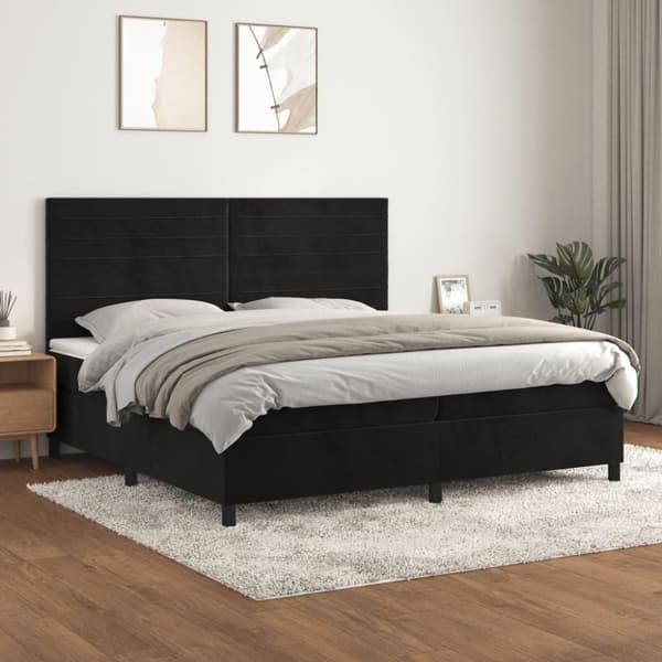 vidaXL kontinentalseng med madras 200x200 cm fløjl sort