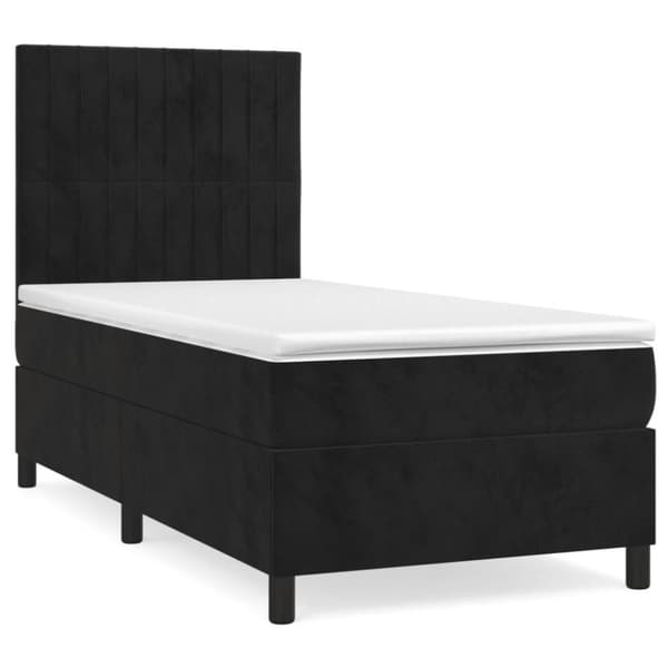vidaXL kontinentalseng med madras 90x200 cm fløjl sort