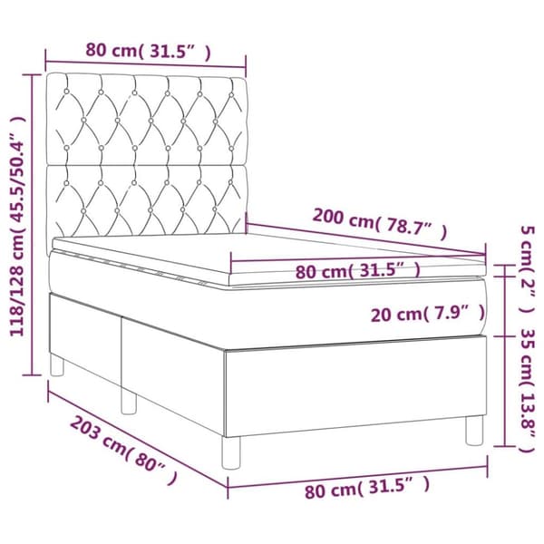 vidaXL kontinentalseng med madras 80x200 cm fløjl lyserød