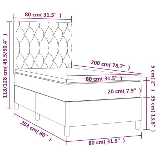 vidaXL kontinentalseng med madras 80x200 cm fløjl mørkeblå