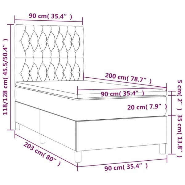 vidaXL kontinentalseng med madras 90x200 cm fløjl lyserød