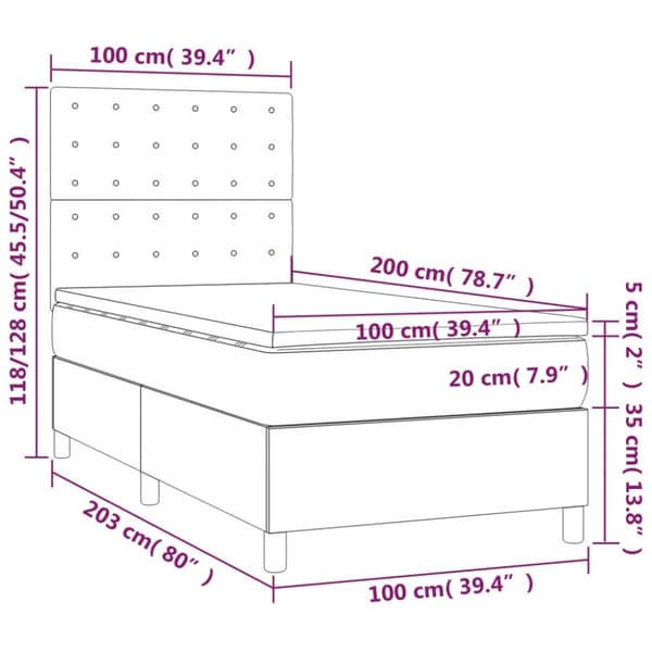 vidaXL kontinentalseng med madras 100x200 cm fløjl sort