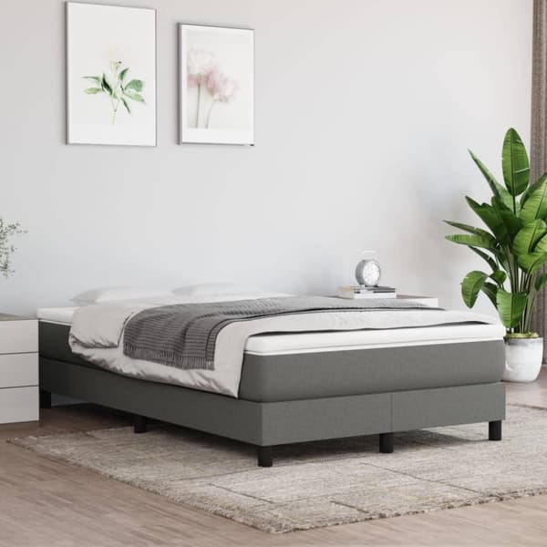 vidaXL kontinentalseng med madras 120x200 cm stof mørkegrå