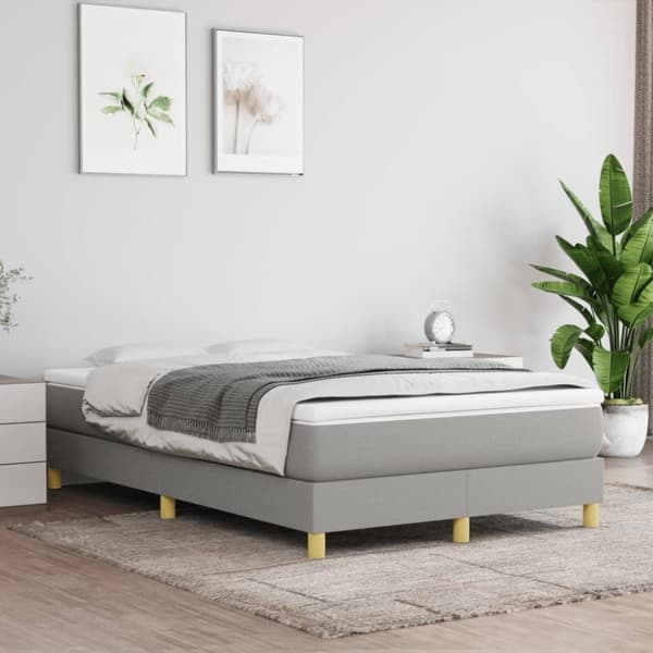 vidaXL kontinentalseng med madras 120x200 cm stof lysegrå