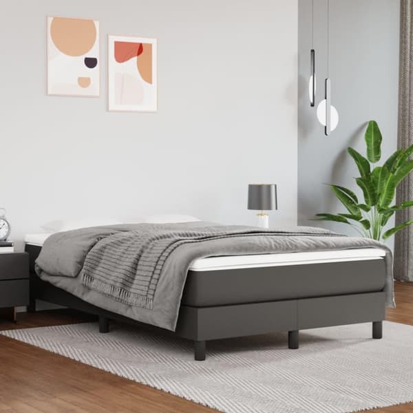 vidaXL kontinentalseng med madras 120x200 cm kunstlæder grå