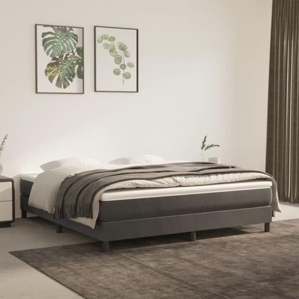 vidaXL kontinentalseng med madras 160x200 cm fløjl mørkegrå