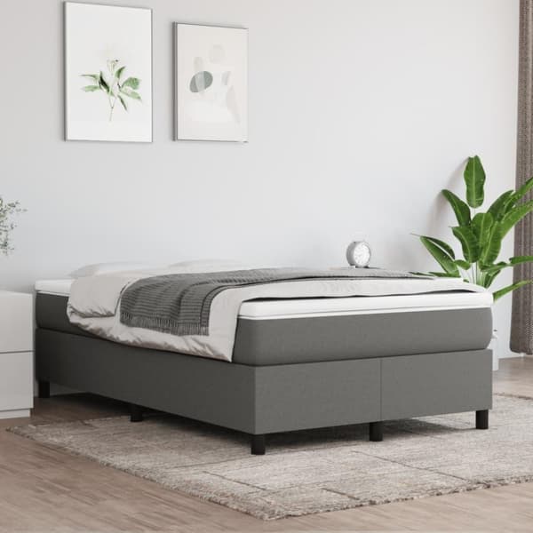 vidaXL kontinentalseng med madras 120x200 cm stof mørkegrå