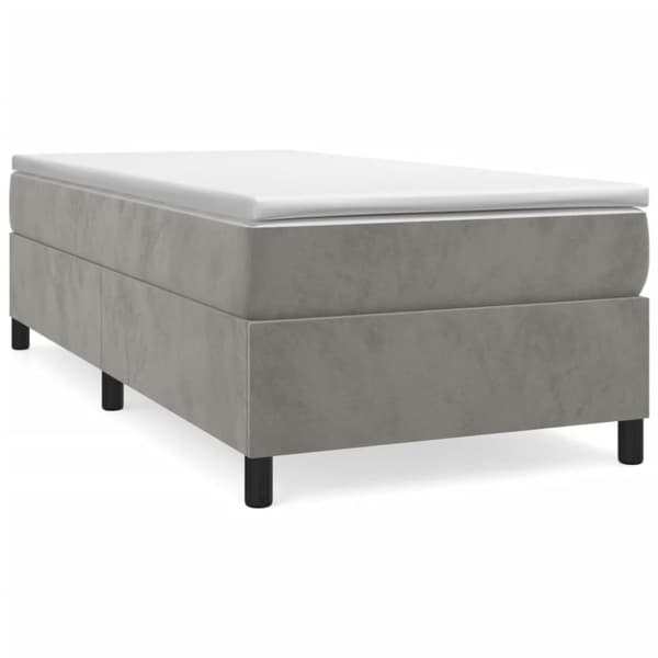 vidaXL kontinentalseng med madras 90x190 cm fløjl lysegrå