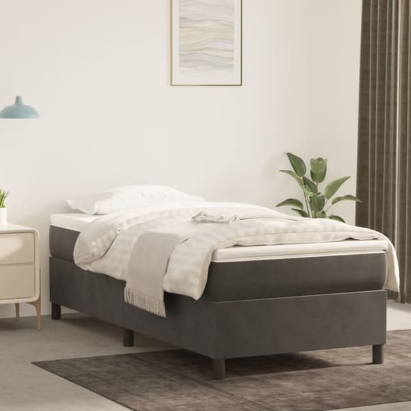 vidaXL kontinentalseng med madras 90x200cm fløjl mørkegrå