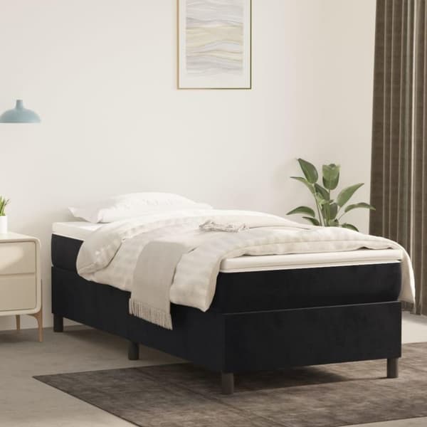 vidaXL kontinentalseng med madras 90x200 cm fløjl sort