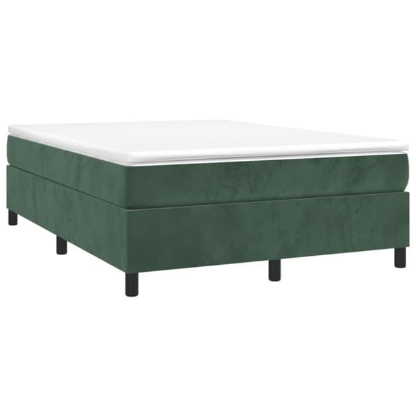 vidaXL kontinentalseng med madras 140x190 cm fløjl mørkegrøn