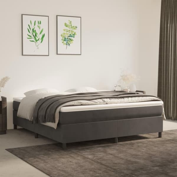 vidaXL kontinentalseng med madras 160x200 cm fløjl mørkegrå