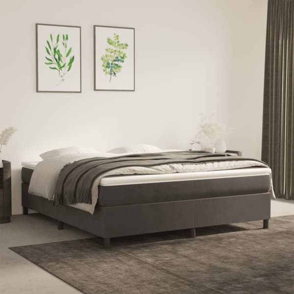 vidaXL kontinentalseng med madras 180x200 cm fløjl mørkegrå