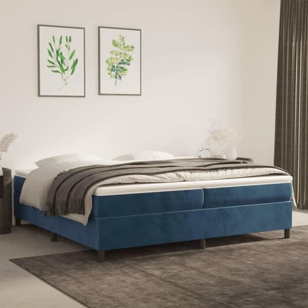 vidaXL kontinentalseng med madras 200x200 cm fløjl mørkeblå