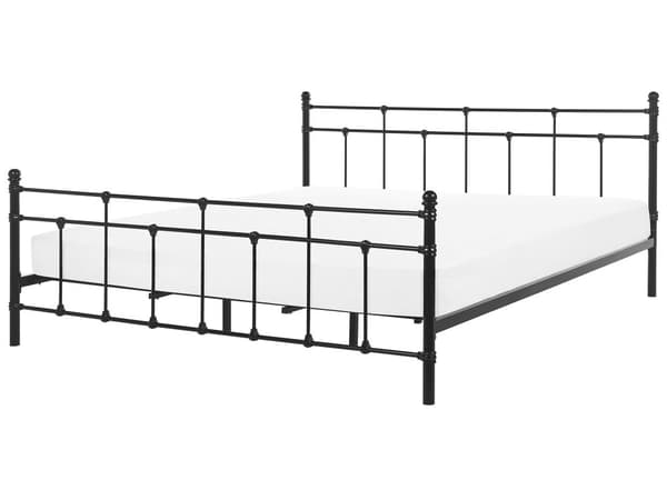 Dobbeltseng Svart Metall 10 x 200 cm Ramme og Retro Sengegavl