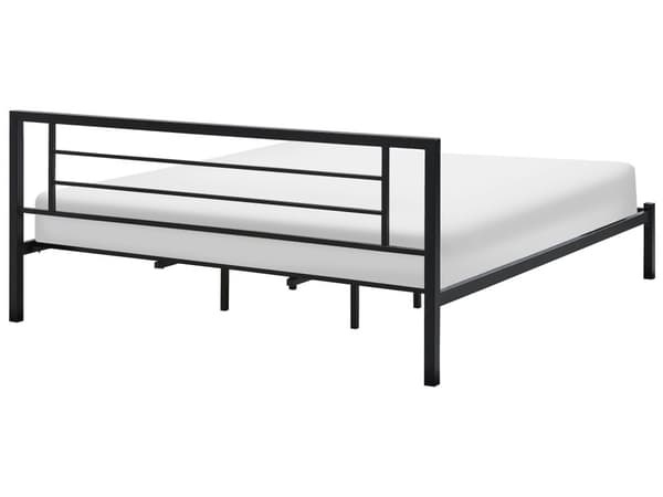 Sengeramme Svart Metall 180 x 200 cm Tre Industriell Minimalistisk