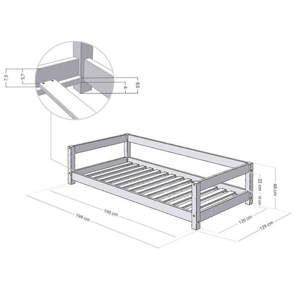 Säng enkel vit 120 x 190 cm