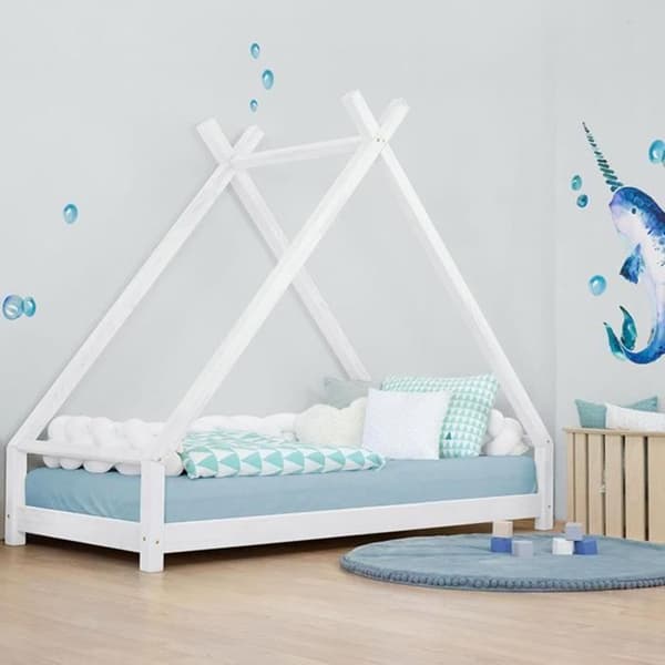 TAHUKA barnsäng tipi - massivt trä - natur - 90 x 200 cm - Benlemi - Montessori - 1 plats - Spröjs