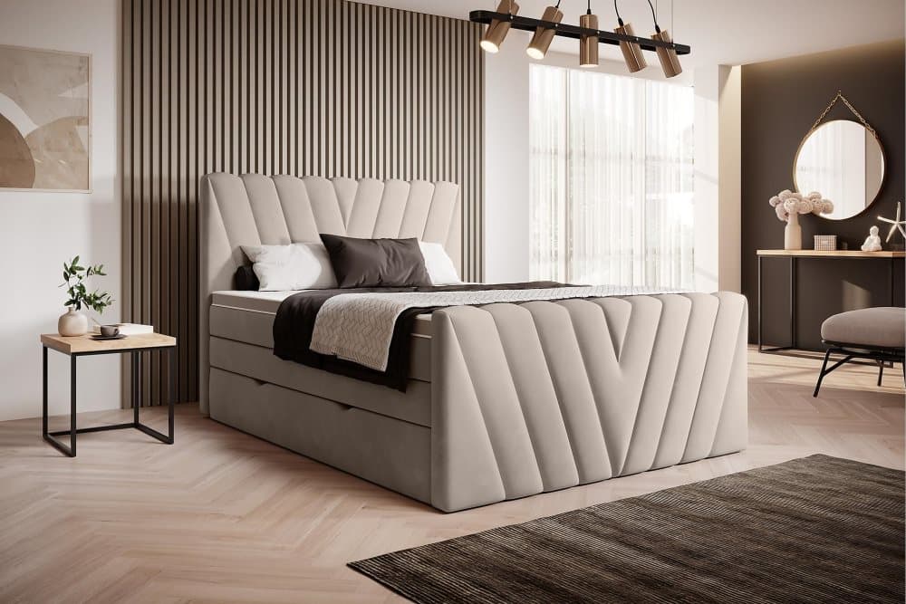 Zacheri Sängpaket med Förvaringssäng 140x200 Beige