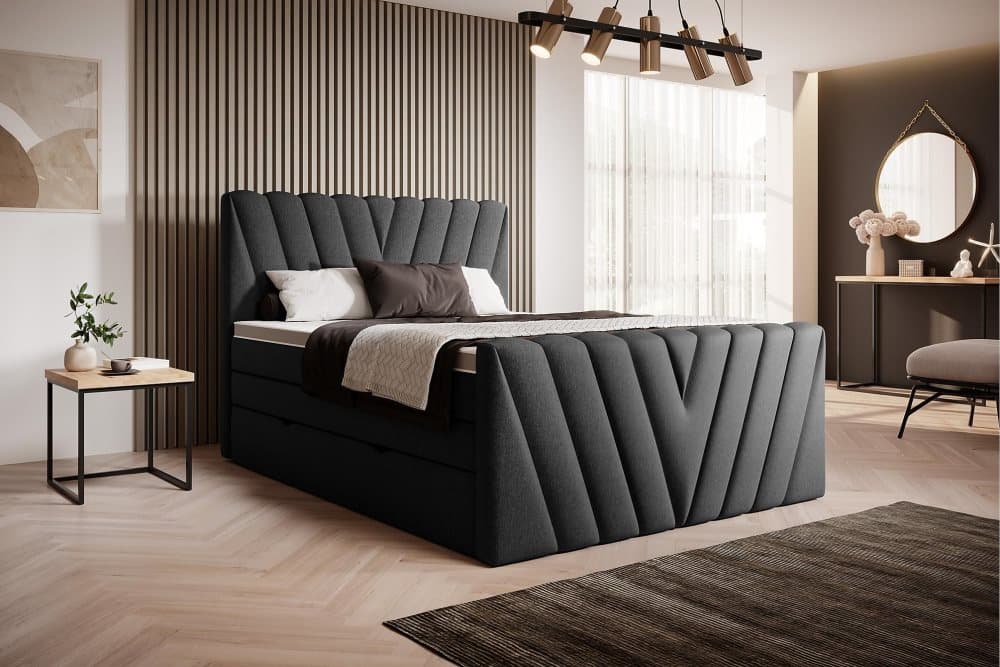 Zacheri Sängpaket med Förvaringssäng 160x200 Svart