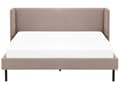 Miniatyrbillede 4 af 11: Grå Beige Seng med Stel Betrukket med Velour 160 x 200 cm Sengegavl med Vinger Klassisk Look