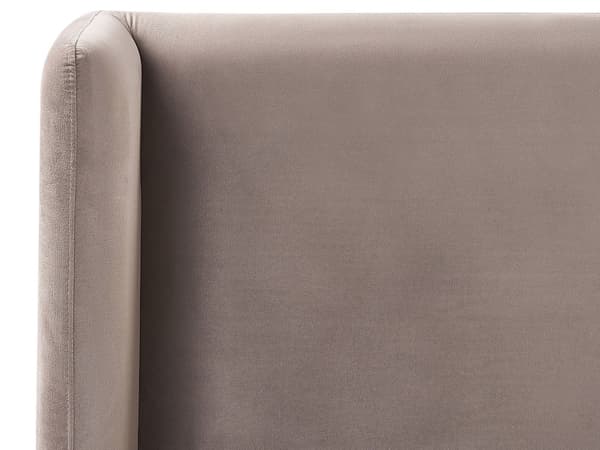 Grå Beige Seng med Stel Betrukket med Velour 160 x 200 cm Sengegavl med Vinger Klassisk Look