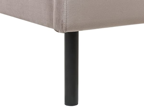 Grå Beige Seng med Stel Betrukket med Velour 160 x 200 cm Sengegavl med Vinger Klassisk Look