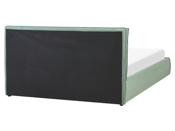 Dubbelsäng Schäslong Grön Sammet 160x200 cm Stoppad Ram Mjuk Förvaring Mysig Sovrum Modern