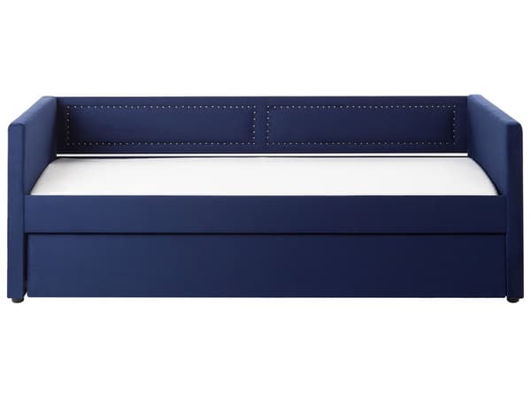Rullsäng Blå Tygklädsel Enkel 90 x 200 cm Underbädd Spiktrimning