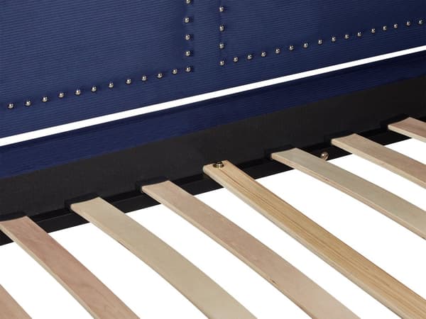 Rullsäng Blå Tygklädsel Enkel 90 x 200 cm Underbädd Spiktrimning