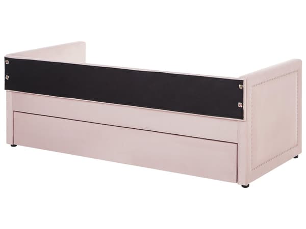 Rullsäng Rosa Tygklädsel Enkel 90 x 200 cm Underbädd Spiktrimning