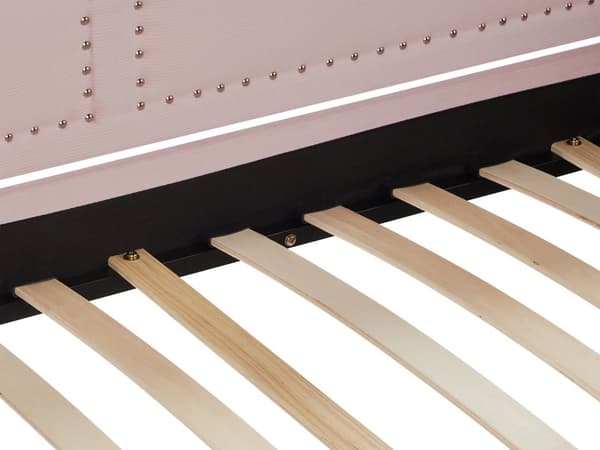 Rullsäng Rosa Tygklädsel Enkel 90 x 200 cm Underbädd Spiktrimning