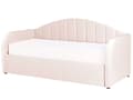 Pikkukuva 5 / 11: Sohvasänky pastellipinkki 90 x 200 cm samettiverhoilu ulosvedettävä lisävuode sälepohja moderni