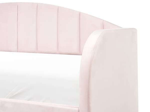 Sohvasänky pastellipinkki 90 x 200 cm samettiverhoilu ulosvedettävä lisävuode sälepohja moderni