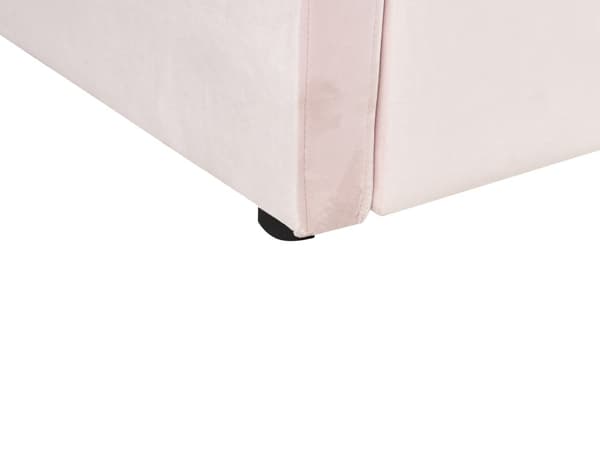 Sohvasänky pastellipinkki 90 x 200 cm samettiverhoilu ulosvedettävä lisävuode sälepohja moderni