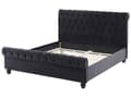 Miniatyrbilde 7 av 11: Sengeramme Svart Fløyelstrekk Svarte Treben 140 x 200 cm Knappet Rygg Glamour