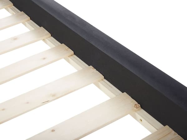 Sengeramme Svart Fløyelstrekk Svarte Treben 140 x 200 cm Knappet Rygg Glamour