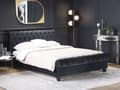 Miniatyrbilde 2 av 11: Sengeramme Svart Fløyelstrekk Svarte Treben 140 x 200 cm Knappet Rygg Glamour