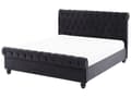 Miniatyrbilde 1 av 11: Sengeramme Svart Fløyelstrekk Svarte Treben 140 x 200 cm Knappet Rygg Glamour