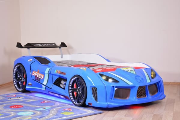 Speed Tuning 4WD Bilsäng med komplett LED-Ljus och ljudpaket, blå