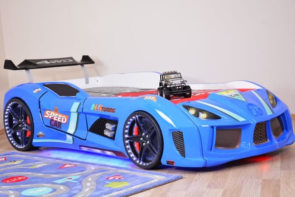 Speed Tuning 4WD Bilsäng med komplett LED-Ljus och ljudpaket, blå