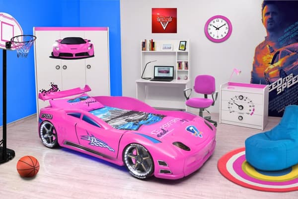 Enzo Bilsäng med LED-Ljus och Ljudpaket, pink