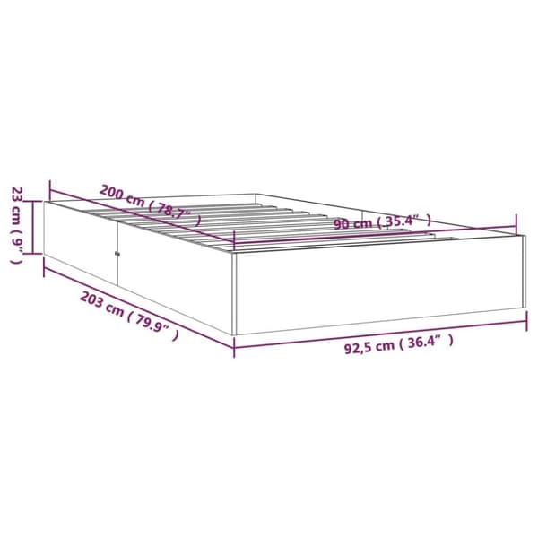 vidaXL Sengeramme hvit heltre 90x200 cm