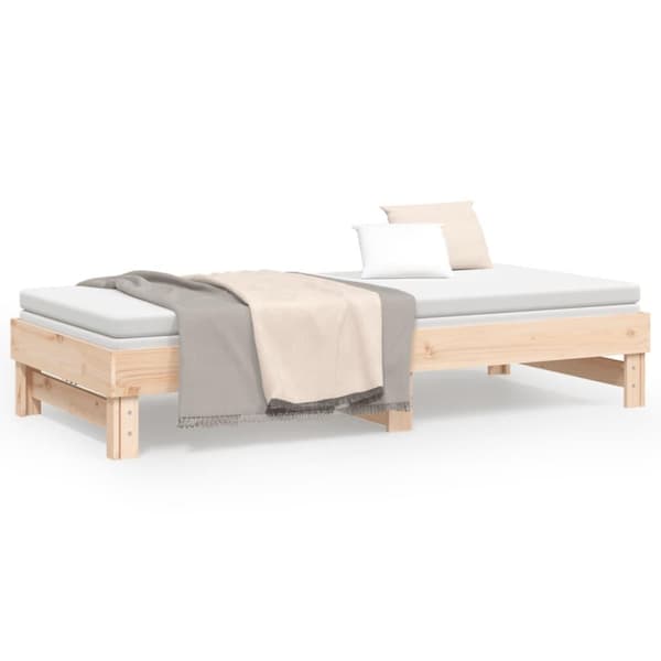 vidaXL Uttrekkbar dagseng 2x(80x200) cm heltre furu