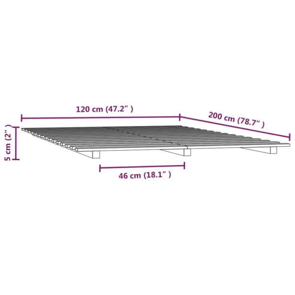 vidaXL Sängram 120x200 cm massiv furu
