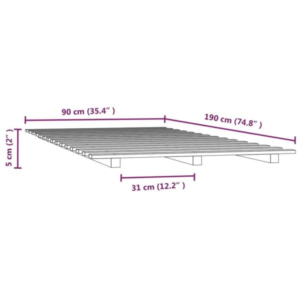 vidaXL Sengeramme hvit 90x190 cm heltre furu
