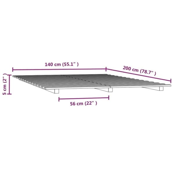 vidaXL Sängram 140x200 cm massiv furu